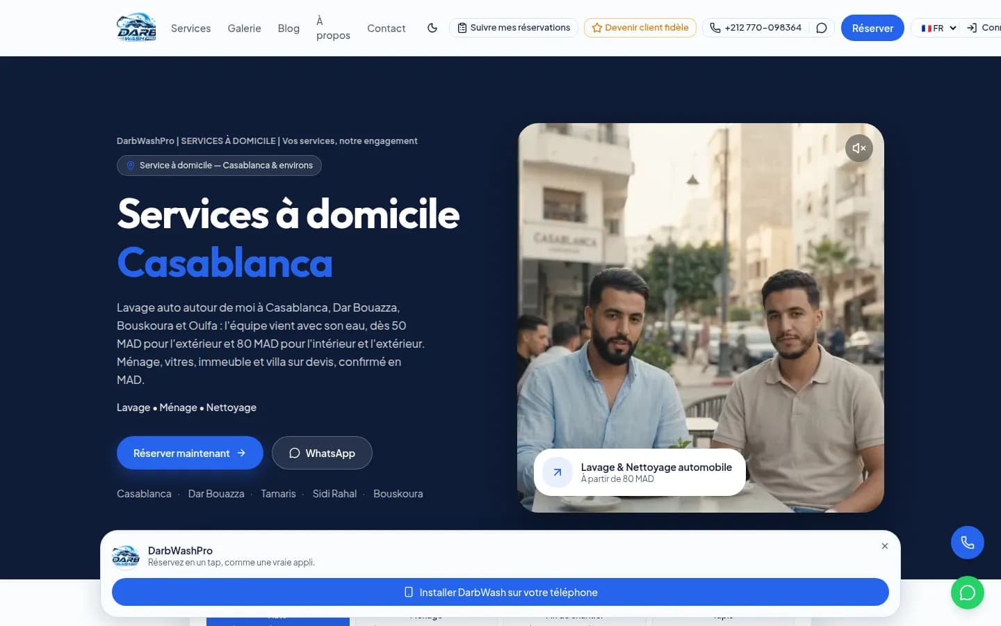 Page d'accueil du site DarbWashPro