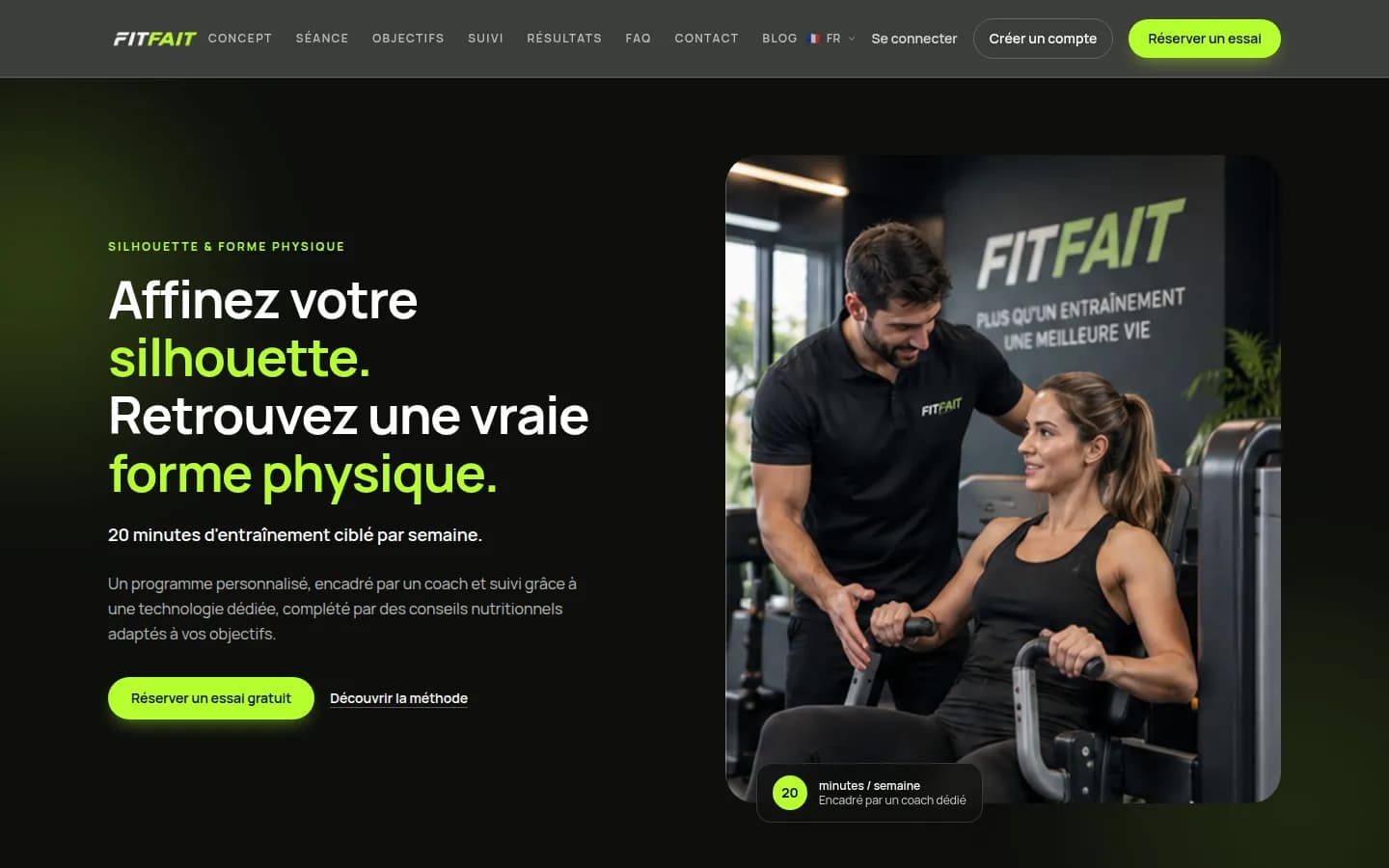 Page d'accueil du site FitFait