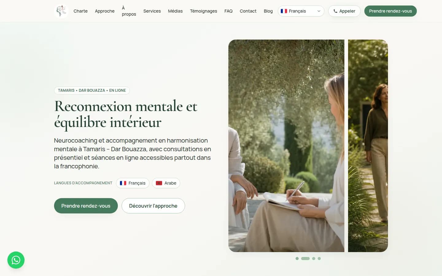Page d'accueil du site Terra Thérapie